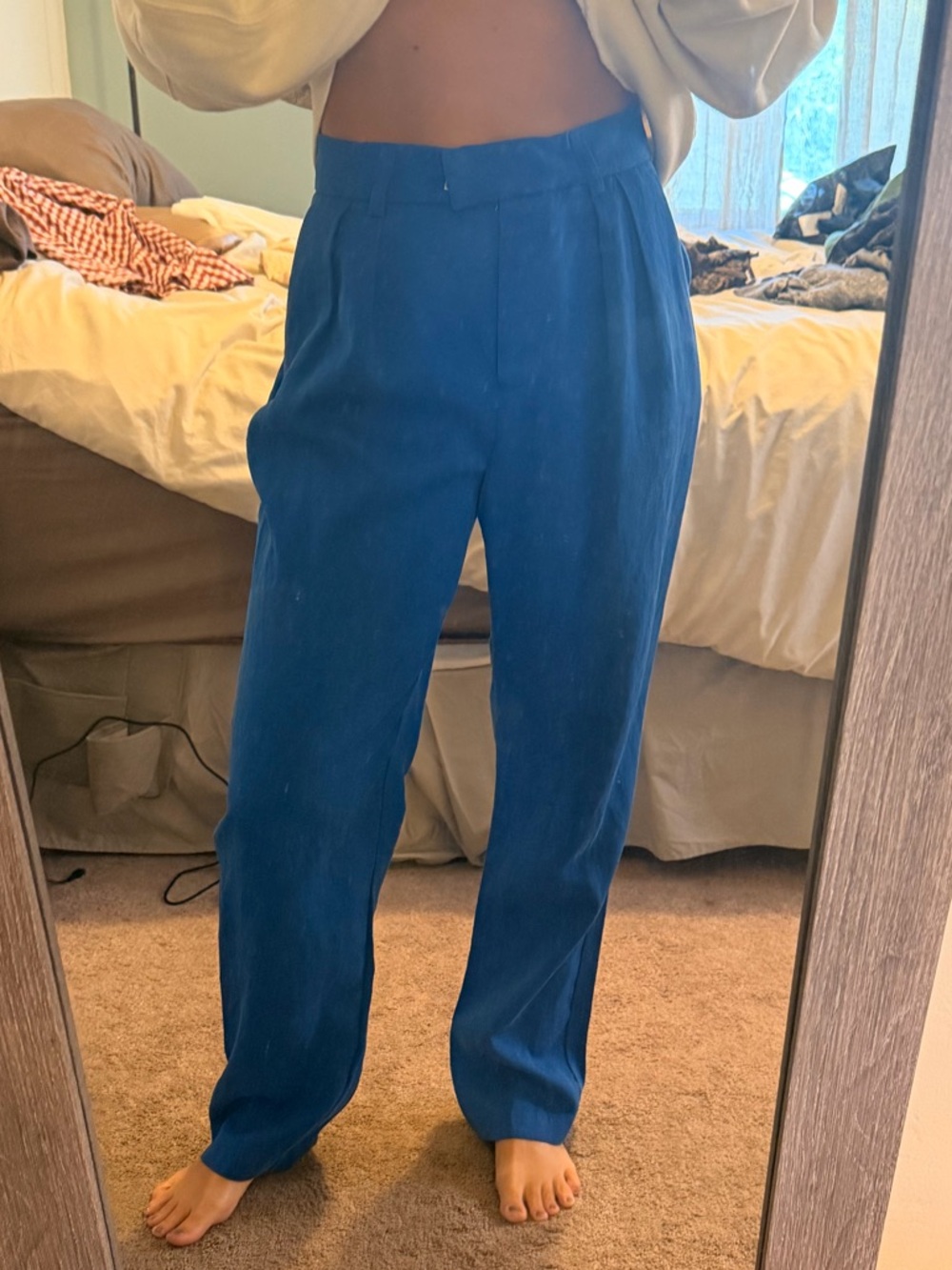 H&M High-Rise Blue Trousers